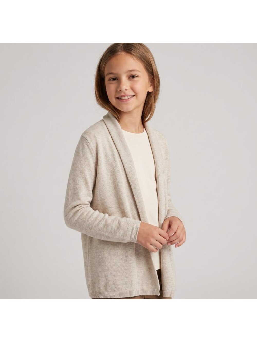 Zara Knitwear Collection Girl's Open Front Cardigan Sweater in Beige size 11-12